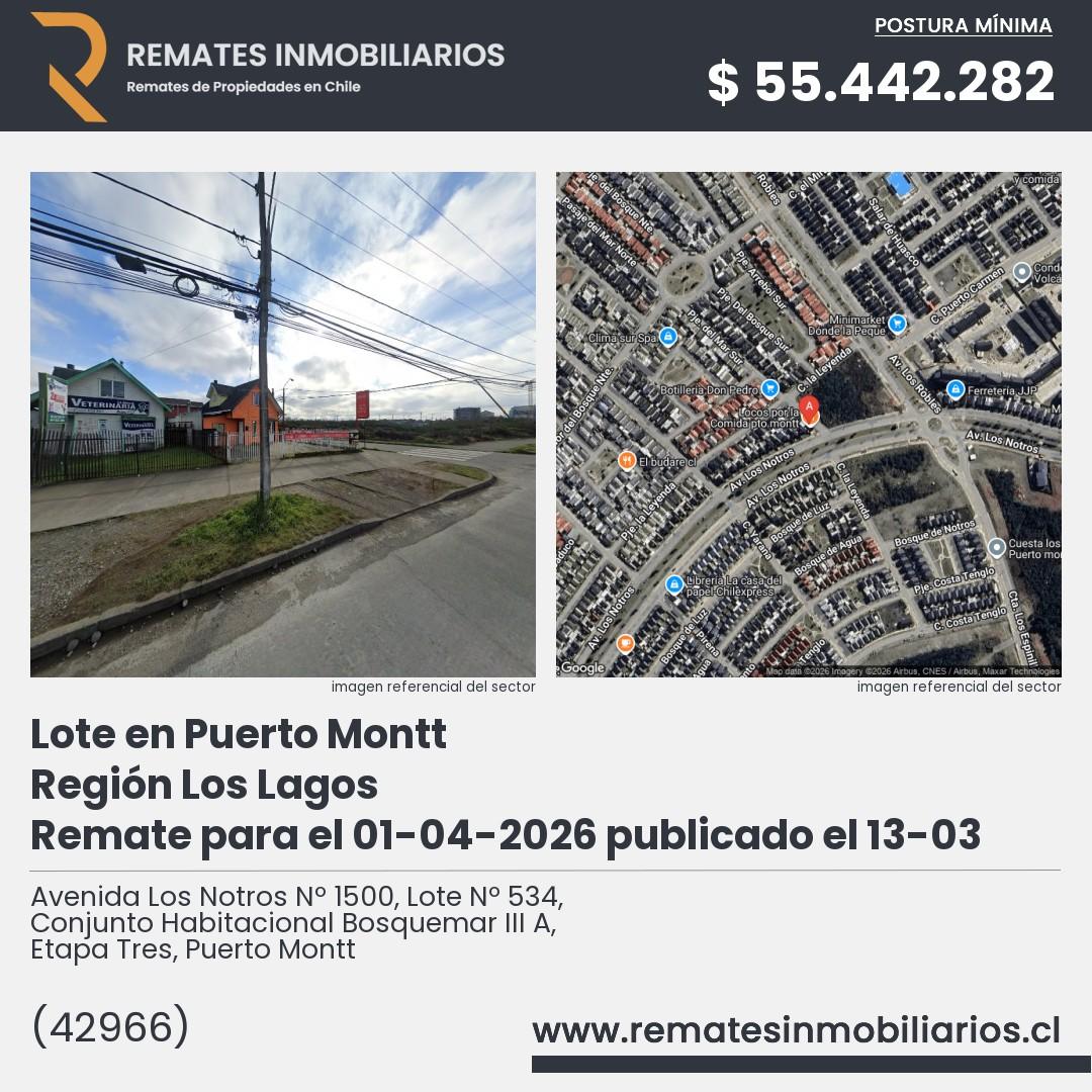 Imagen ficha Avenida Los Notros Nº 1500, Lote Nº 534, Conjunto Habitacional Bosquemar III A, Etapa Tres, Puerto Montt