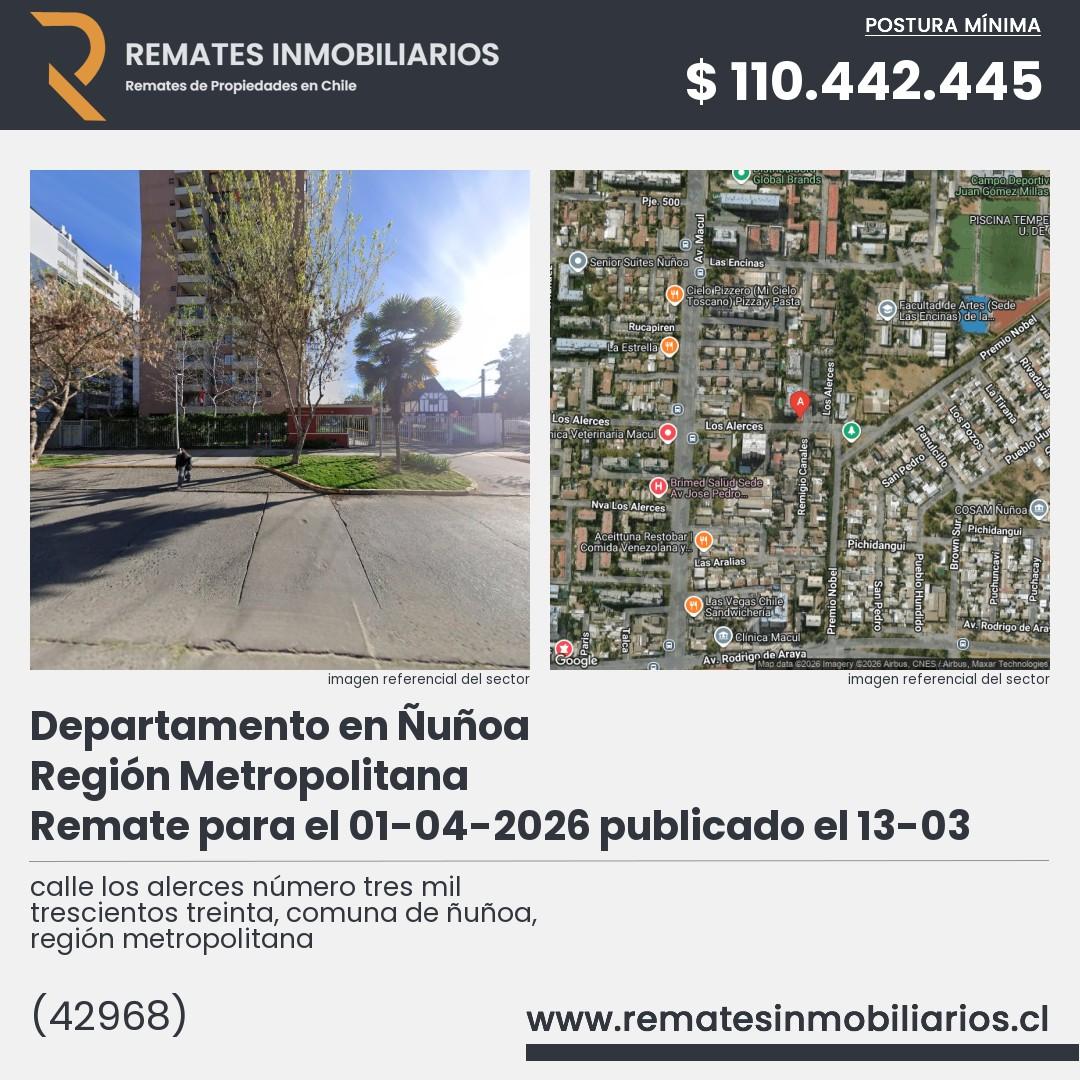 Imagen ficha calle los alerces número tres mil trescientos treinta, comuna de ñuñoa, región metropolitana