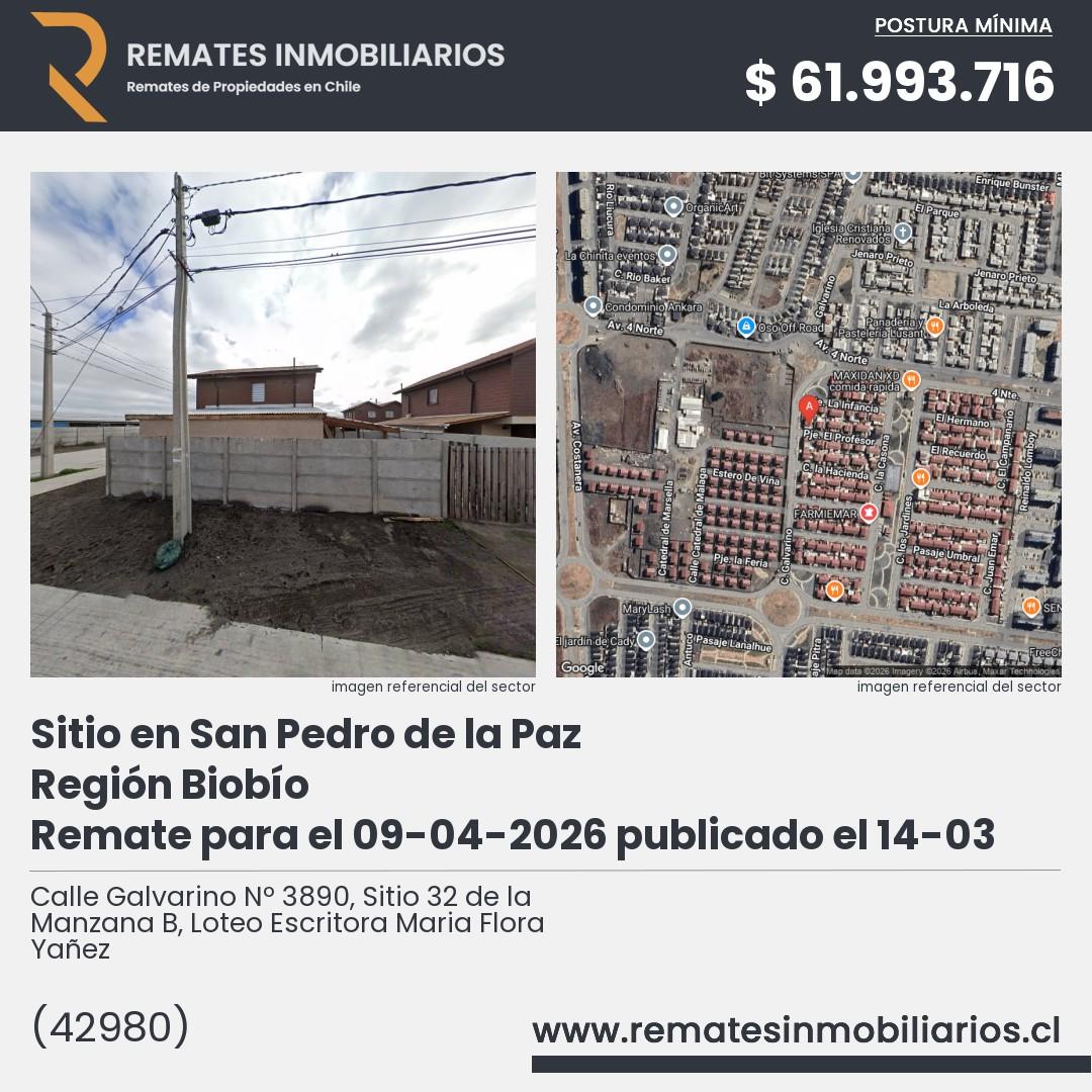 Imagen ficha Calle Galvarino Nº 3890, Sitio 32 de la Manzana B, Loteo Escritora Maria Flora Yañez