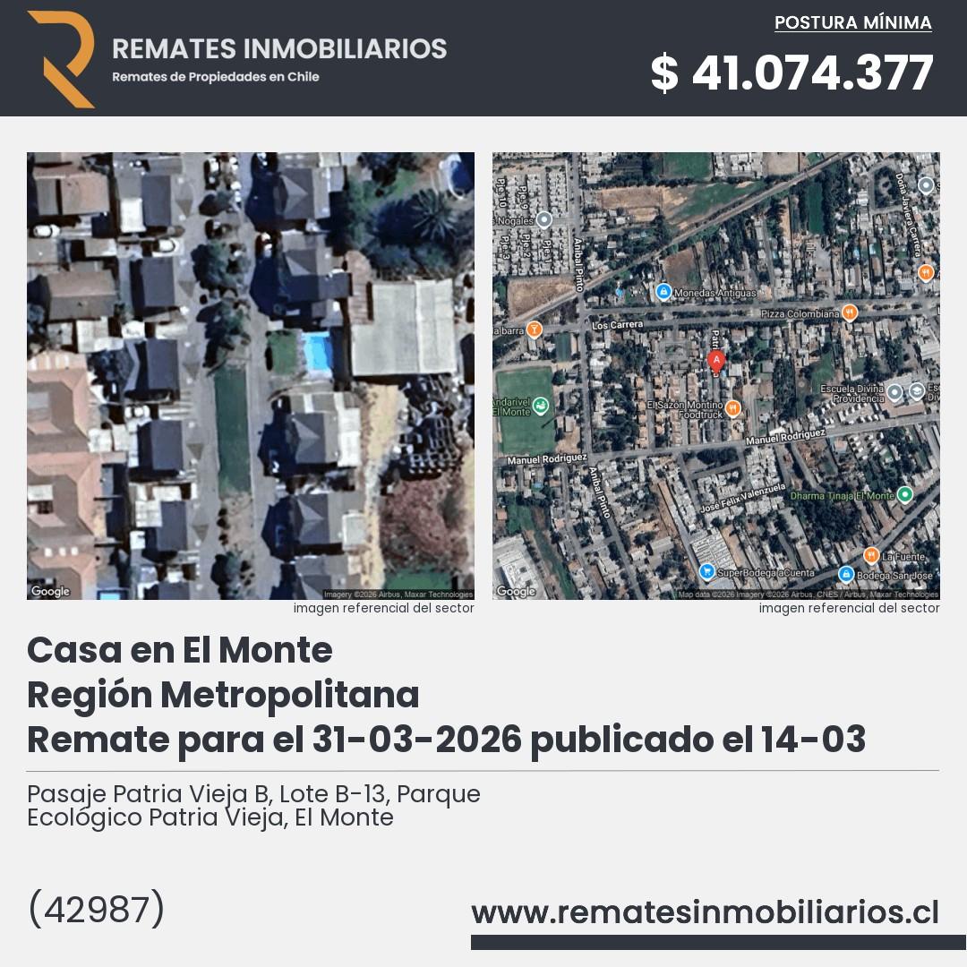 Imagen ficha Pasaje Patria Vieja B, Lote B-13, Parque Ecológico Patria Vieja, El Monte