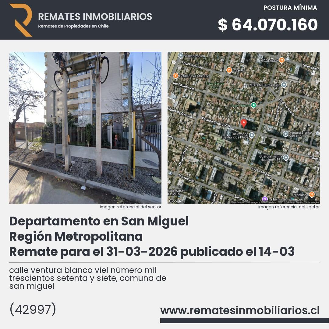 Imagen ficha calle ventura blanco viel número mil trescientos setenta y siete, comuna de san miguel