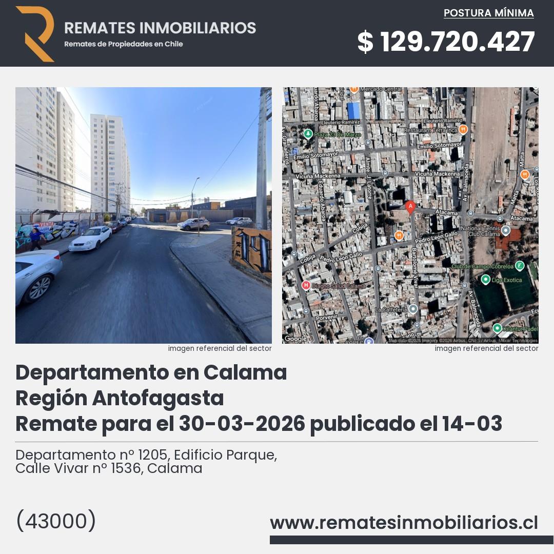 Imagen ficha Departamento nº 1205, Edificio Parque, Calle Vivar nº 1536, Calama