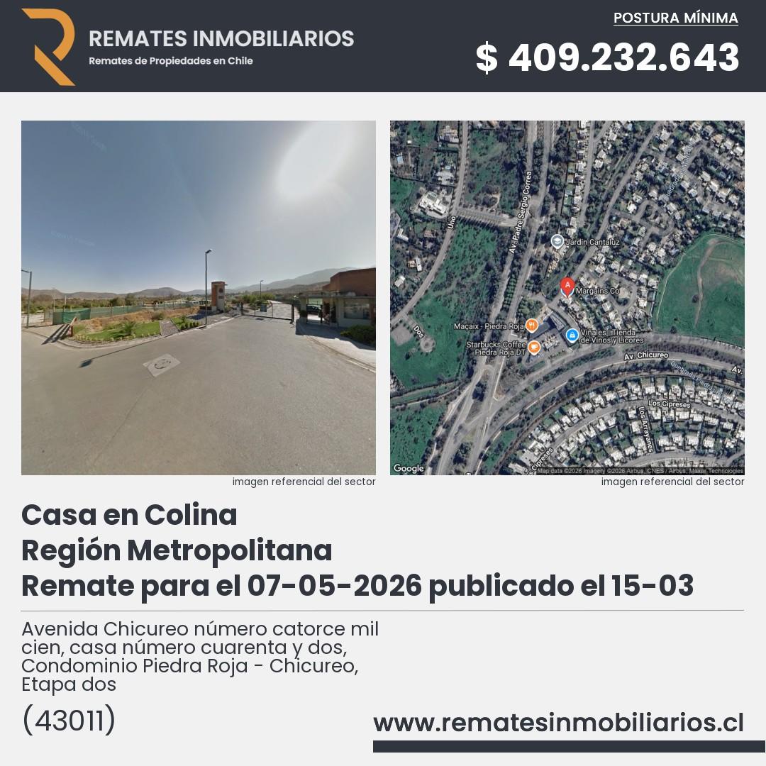 Imagen ficha Avenida Chicureo número catorce mil cien, casa número cuarenta y dos, Condominio Piedra Roja - Chicureo, Etapa dos