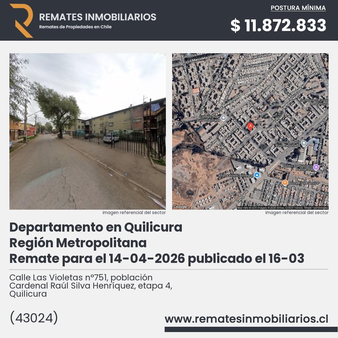 Imagen ficha Calle Las Violetas n°751, población Cardenal Raúl Silva Henríquez, etapa 4, Quilicura