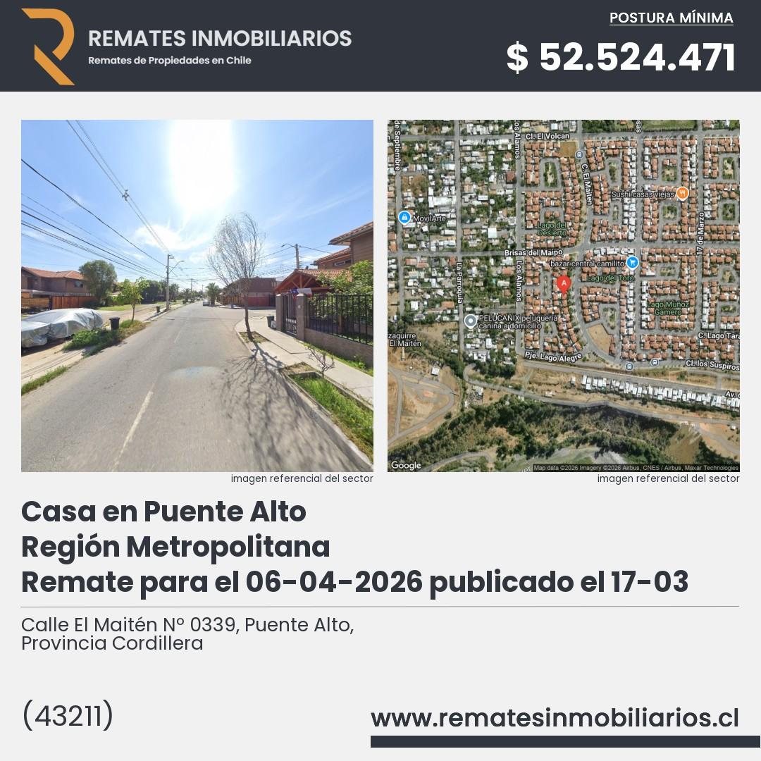 Imagen ficha Calle El Maitén Nº 0339, Puente Alto, Provincia Cordillera