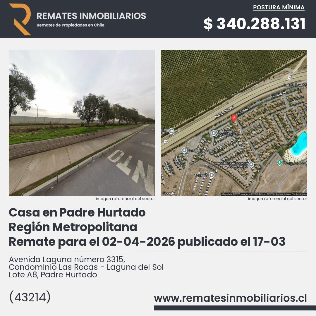 Imagen ficha Avenida Laguna número 3315, Condominio Las Rocas - Laguna del Sol Lote A8, Padre Hurtado