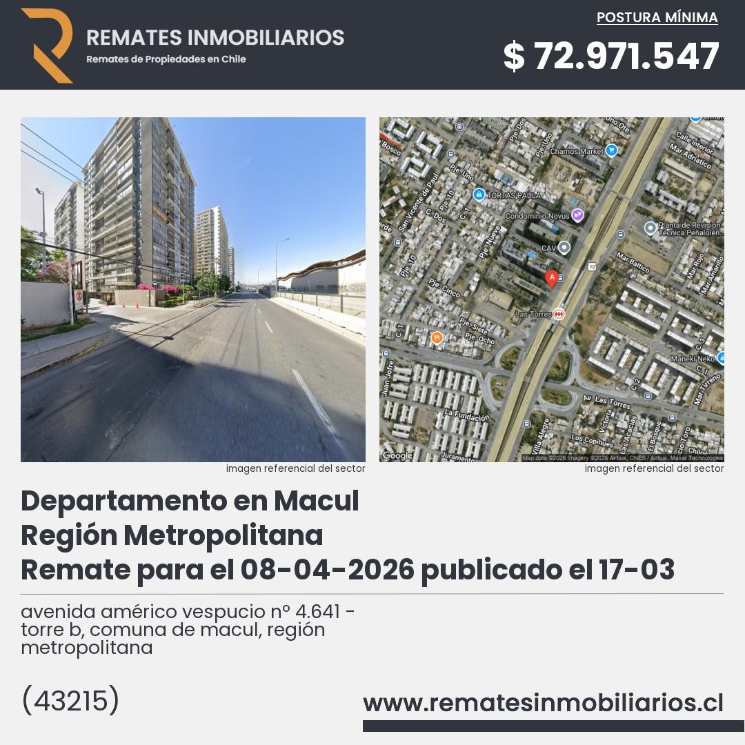 Imagen ficha avenida américo vespucio nº 4.641 - torre b, comuna de macul, región metropolitana