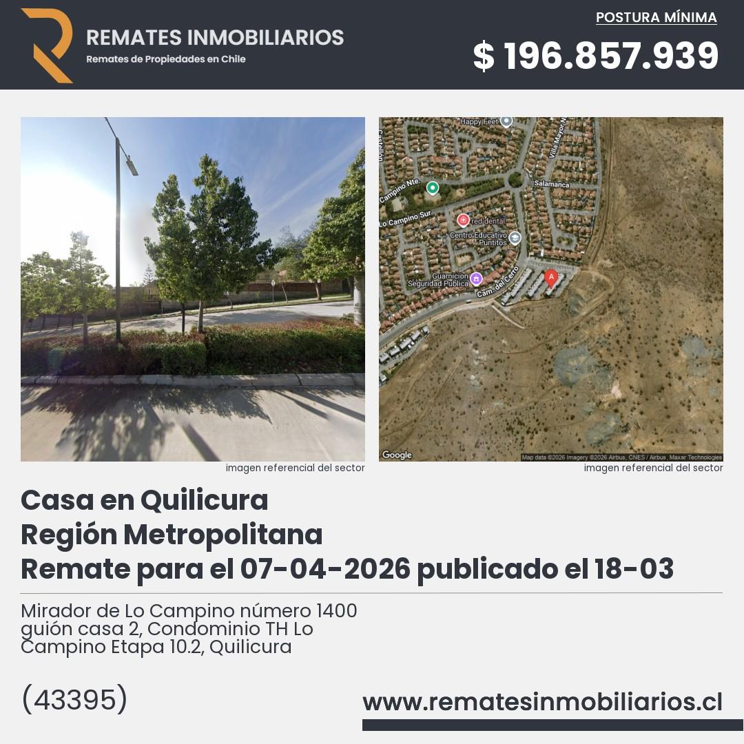 Imagen ficha Mirador de Lo Campino número 1400 guión casa 2, Condominio TH Lo Campino Etapa 10.2, Quilicura