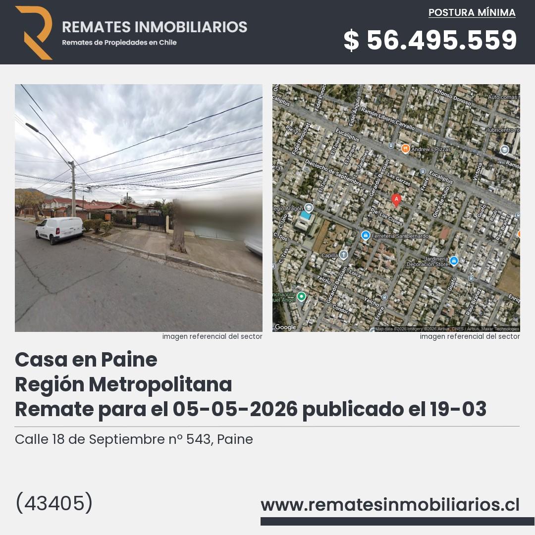 Imagen ficha Calle 18 de Septiembre nº 543, Paine