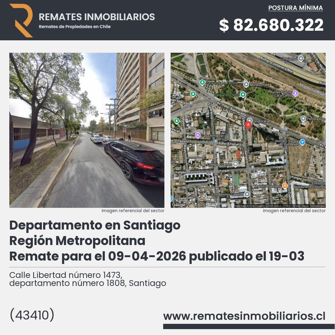 Imagen ficha Calle Libertad número 1473, departamento número 1808, Santiago