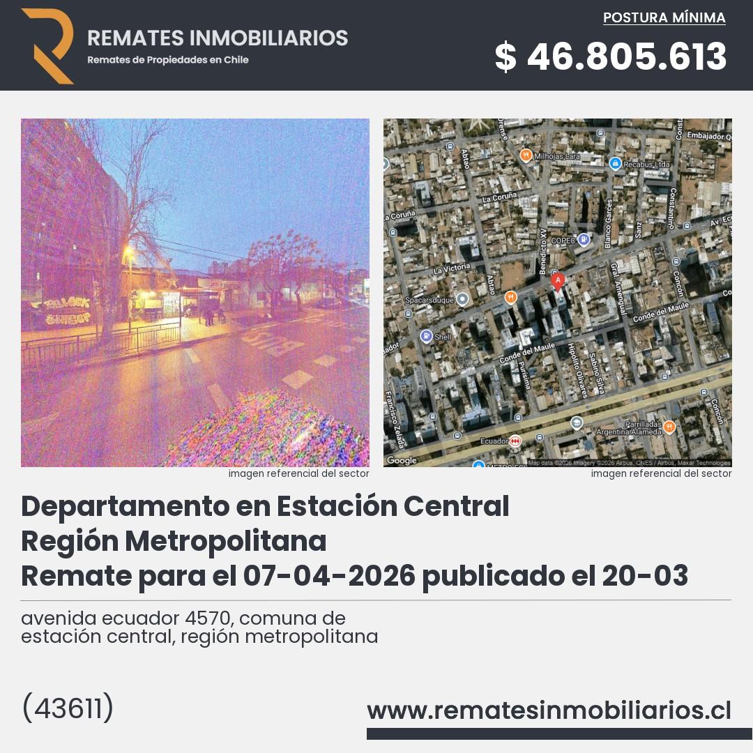 Imagen ficha avenida ecuador 4570, comuna de estación central, región metropolitana
