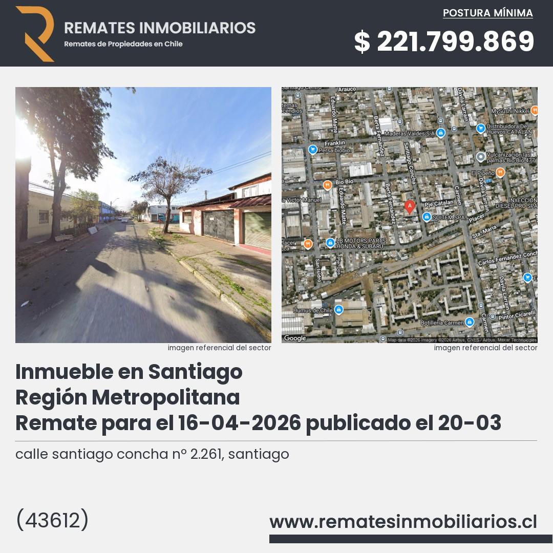 Imagen ficha calle santiago concha nº 2.261, santiago