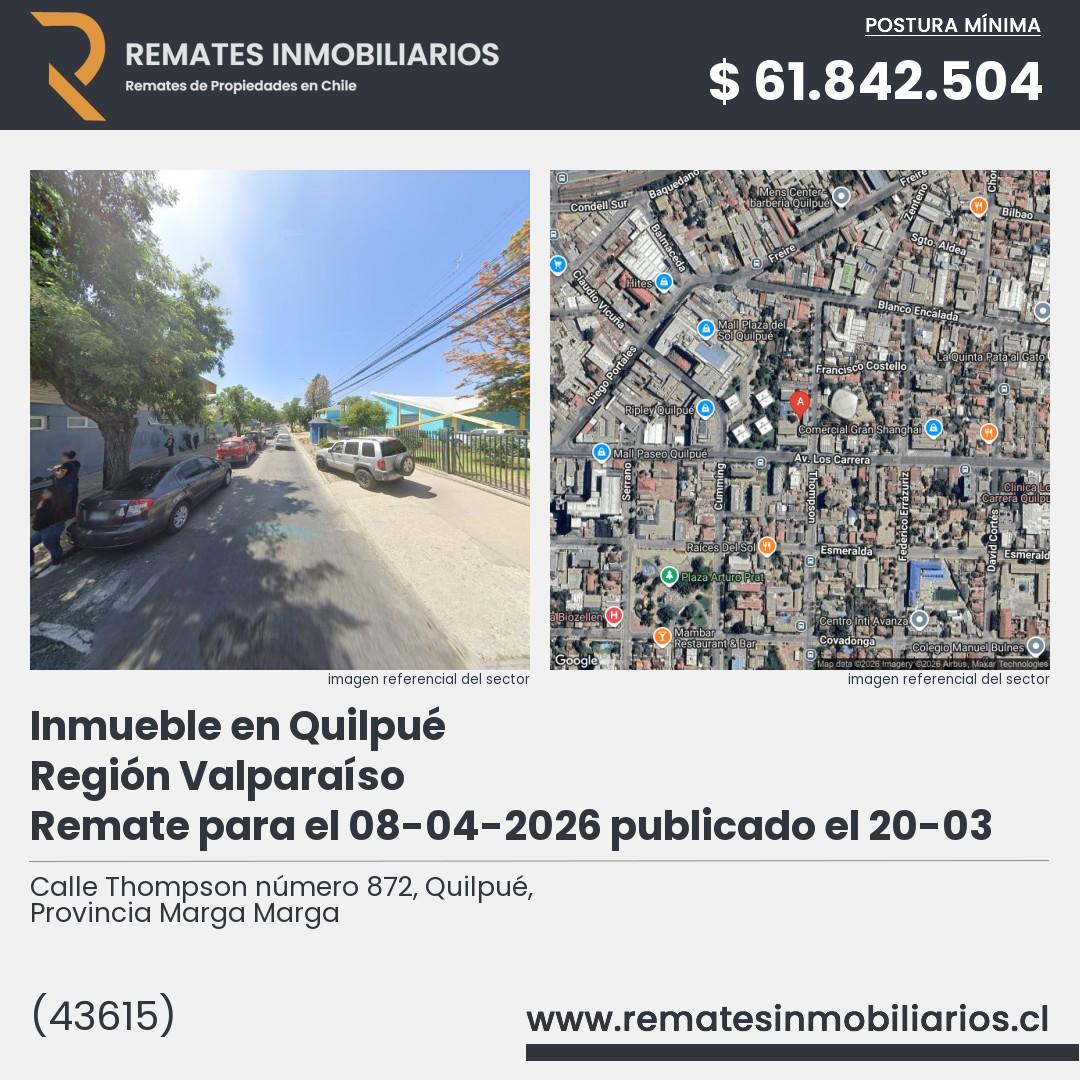 Imagen ficha Calle Thompson número 872, Quilpué, Provincia Marga Marga