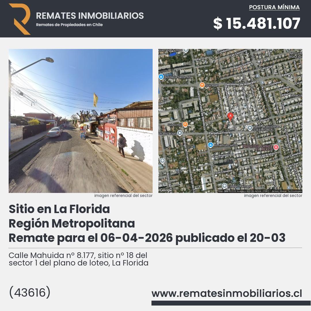 Imagen ficha Calle Mahuida nº 8.177, sitio nº 18 del sector 1 del plano de loteo, La Florida