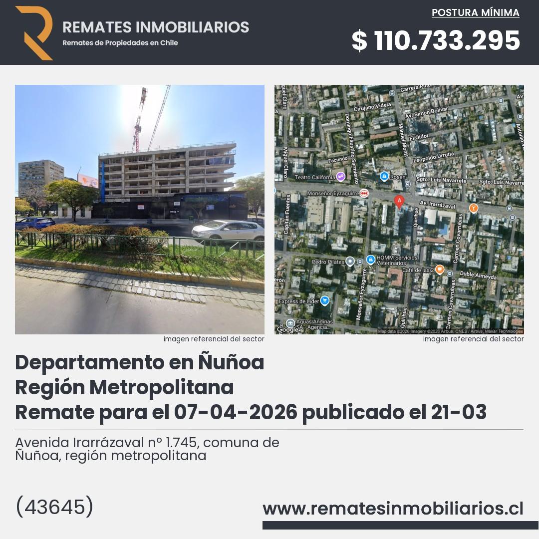 Imagen ficha Avenida Irarrázaval nº 1.745, comuna de Ñuñoa, región metropolitana