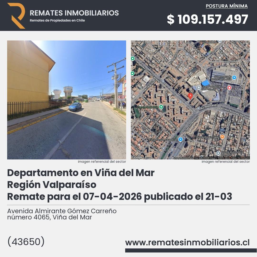 Imagen ficha Avenida Almirante Gómez Carreño número 4065, Viña del Mar