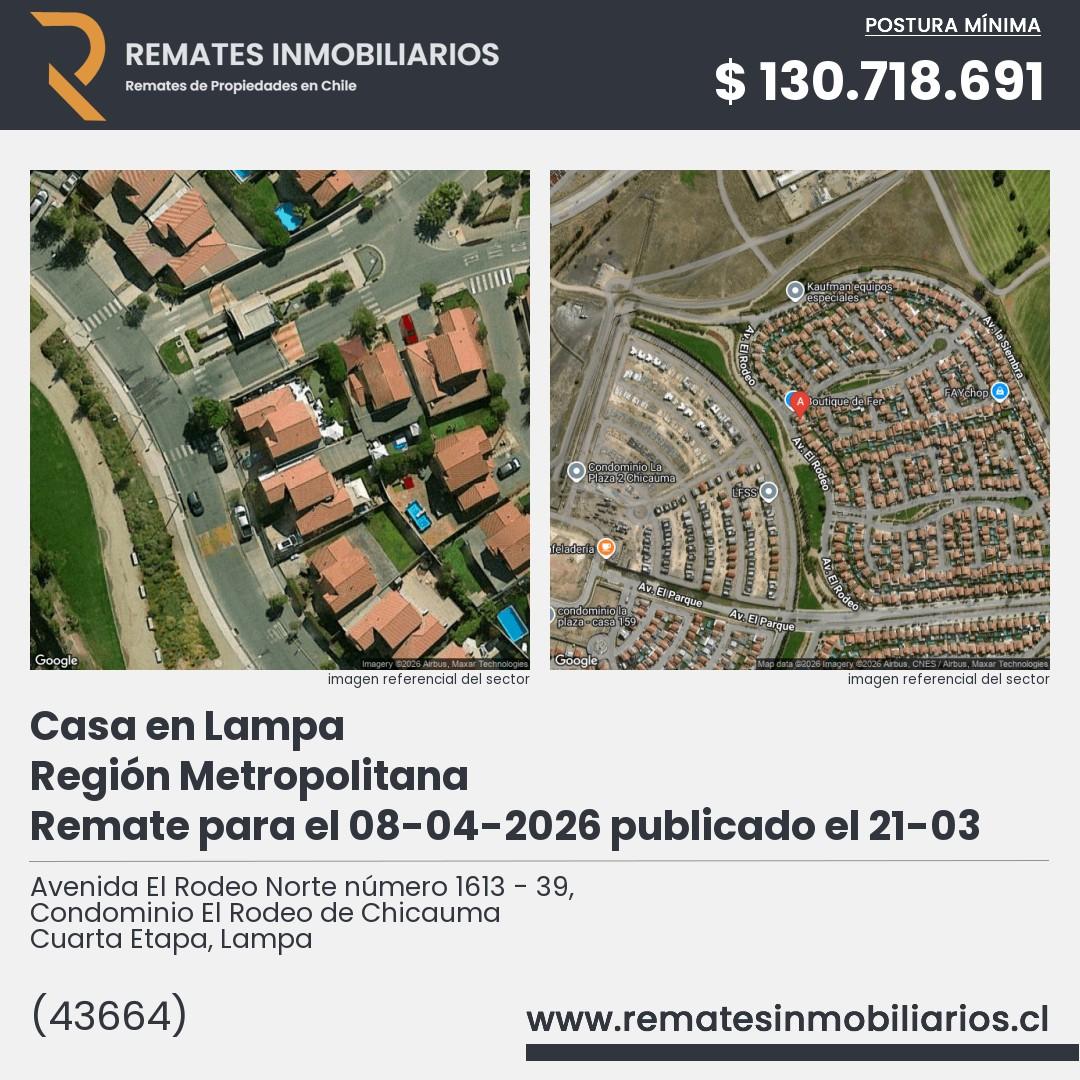 Imagen ficha Avenida El Rodeo Norte número 1613 - 39, Condominio El Rodeo de Chicauma Cuarta Etapa, Lampa