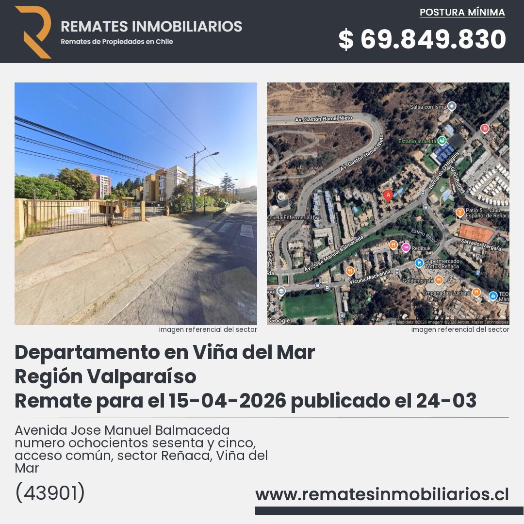 Imagen ficha Avenida Jose Manuel Balmaceda numero ochocientos sesenta y cinco, acceso común, sector Reñaca, Viña del Mar