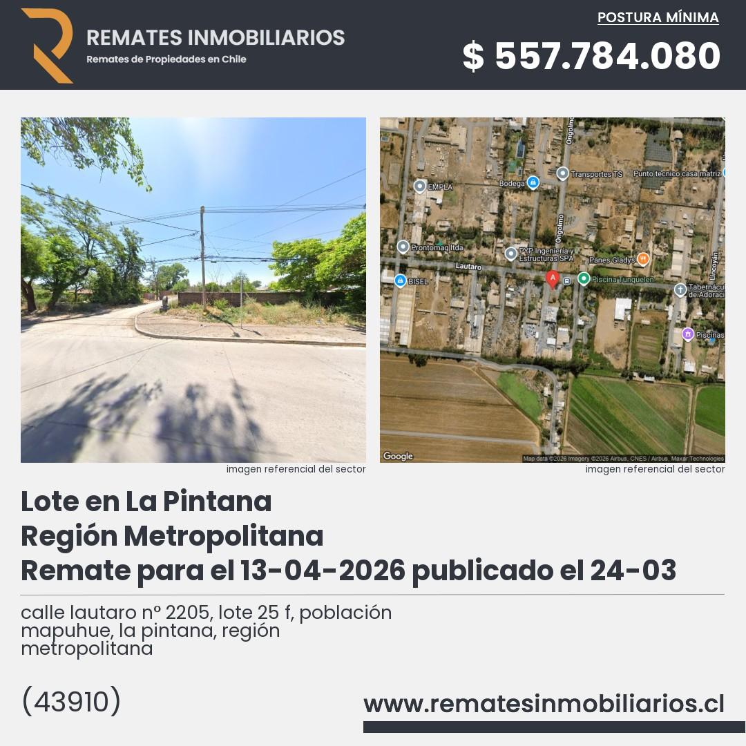 Imagen ficha calle lautaro n° 2205, lote 25 f, población mapuhue, la pintana, región metropolitana
