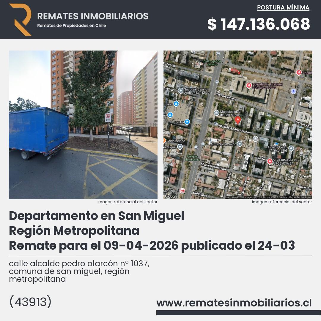 Imagen ficha calle alcalde pedro alarcón nº 1037, comuna de san miguel, región metropolitana