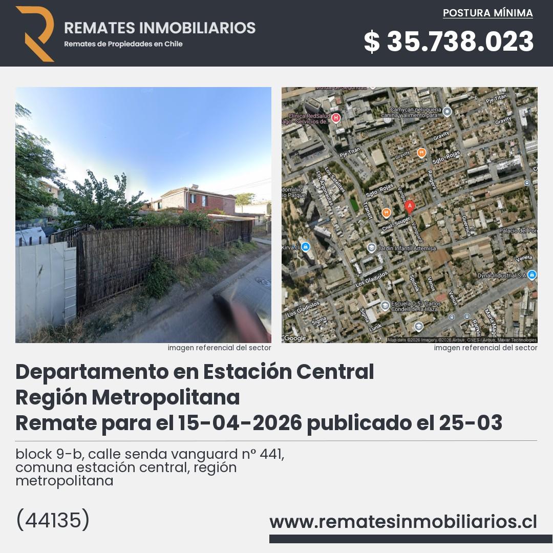 Imagen ficha block 9-b, calle senda vanguard n° 441, comuna estación central, región metropolitana