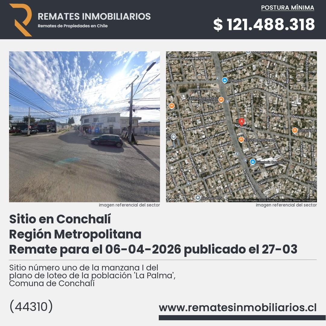 Imagen ficha Sitio número uno de la manzana I del plano de loteo de la población 