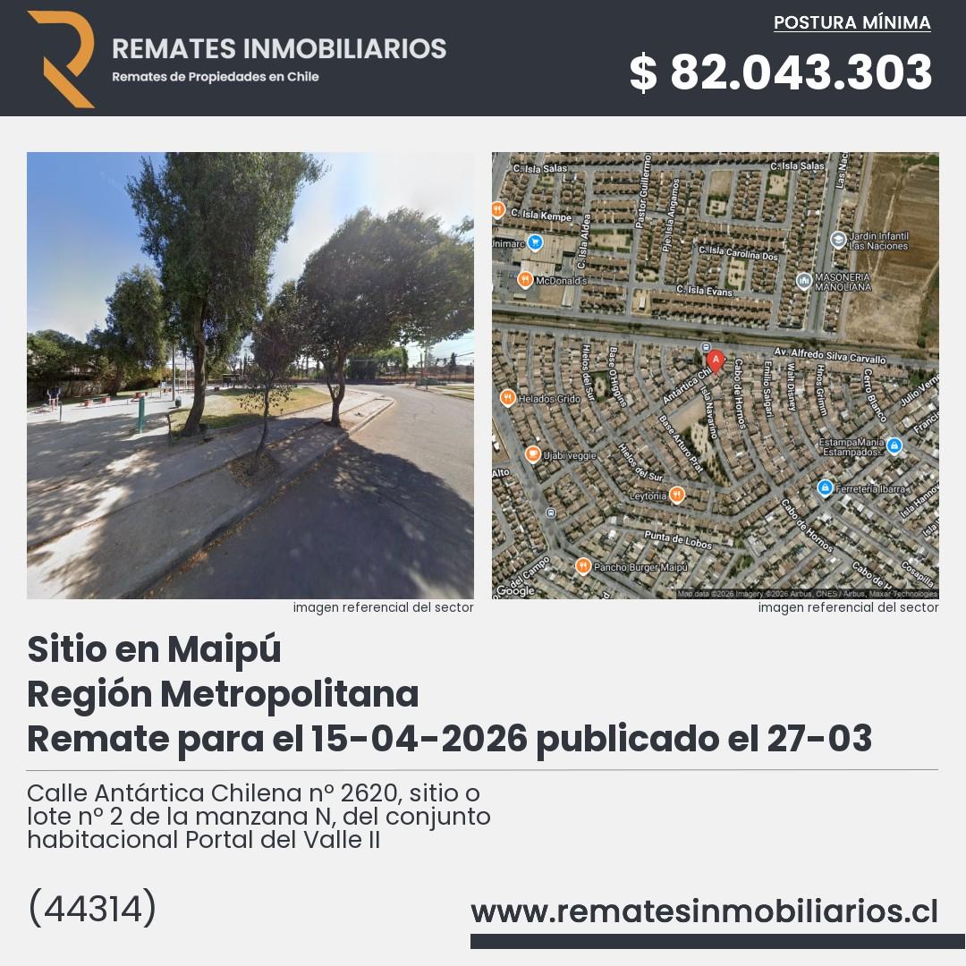 Imagen ficha Calle Antártica Chilena nº 2620, sitio o lote nº 2 de la manzana N, del conjunto habitacional Portal del Valle II