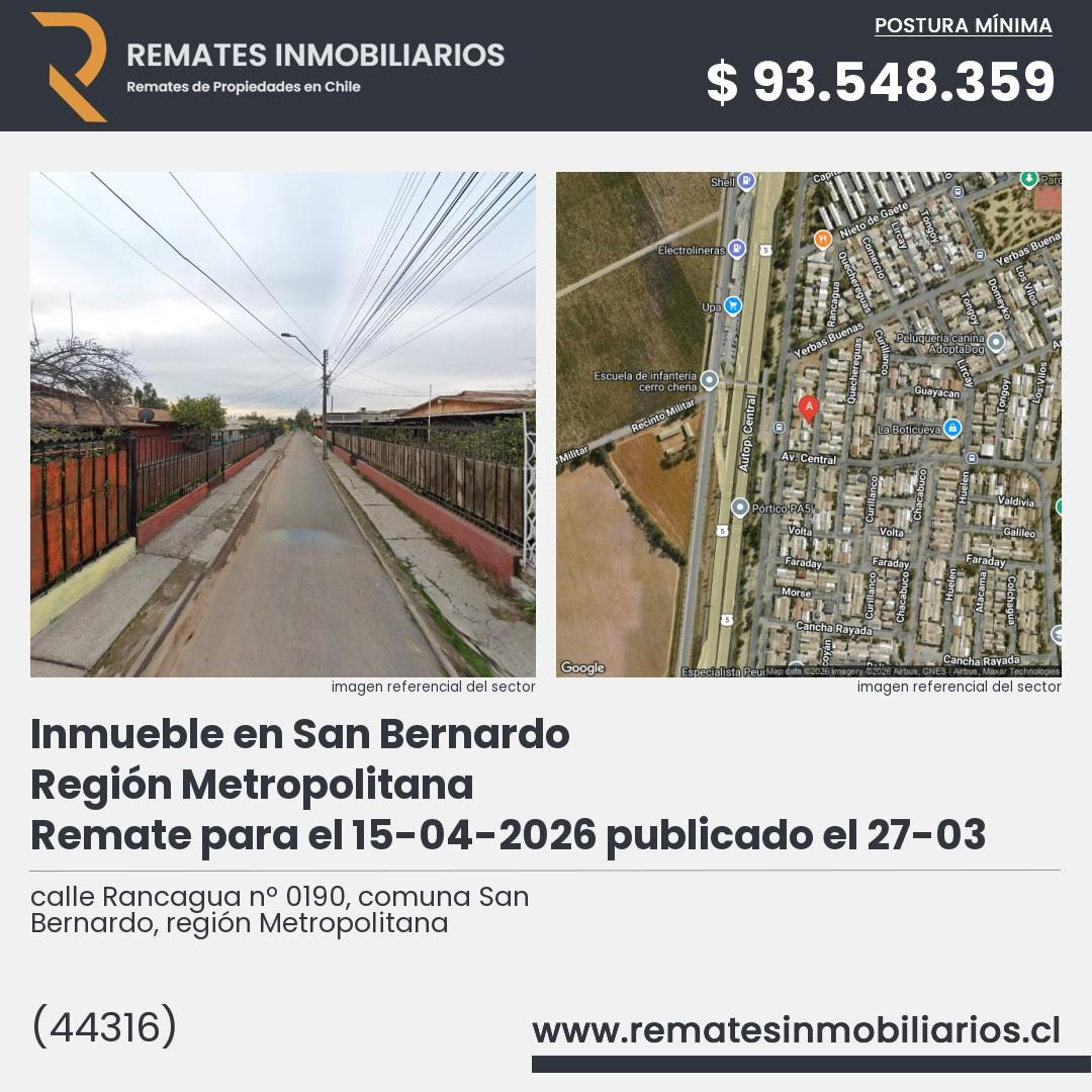 Imagen ficha calle Rancagua nº 0190, comuna San Bernardo, región Metropolitana