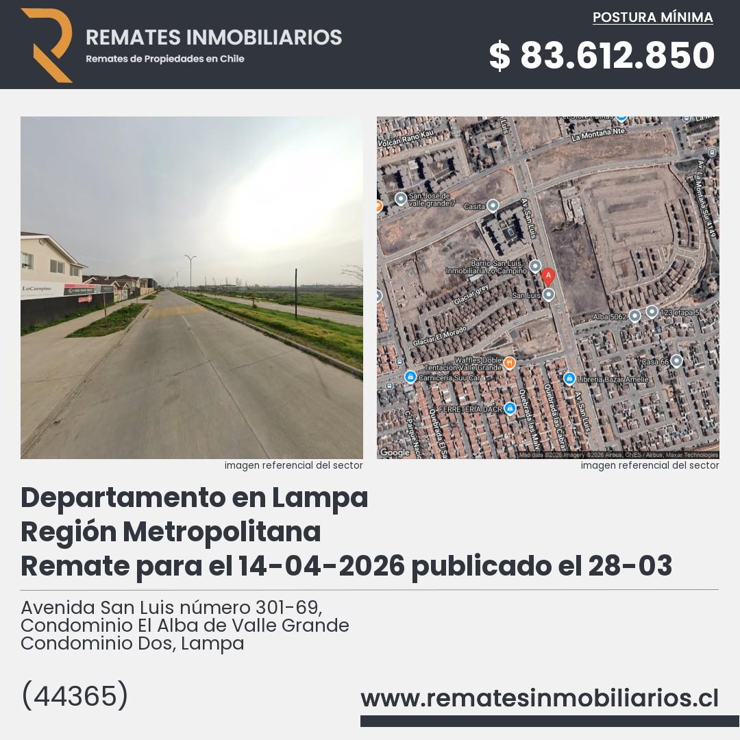 Imagen ficha Avenida San Luis número 301-69, Condominio El Alba de Valle Grande Condominio Dos, Lampa