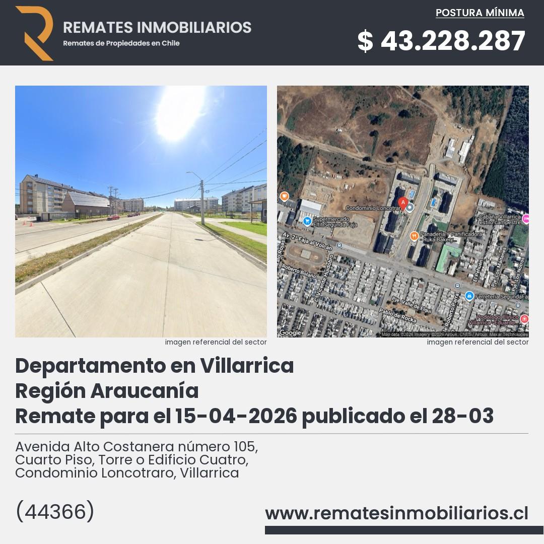 Imagen ficha Avenida Alto Costanera número 105, Cuarto Piso, Torre o Edificio Cuatro, Condominio Loncotraro, Villarrica