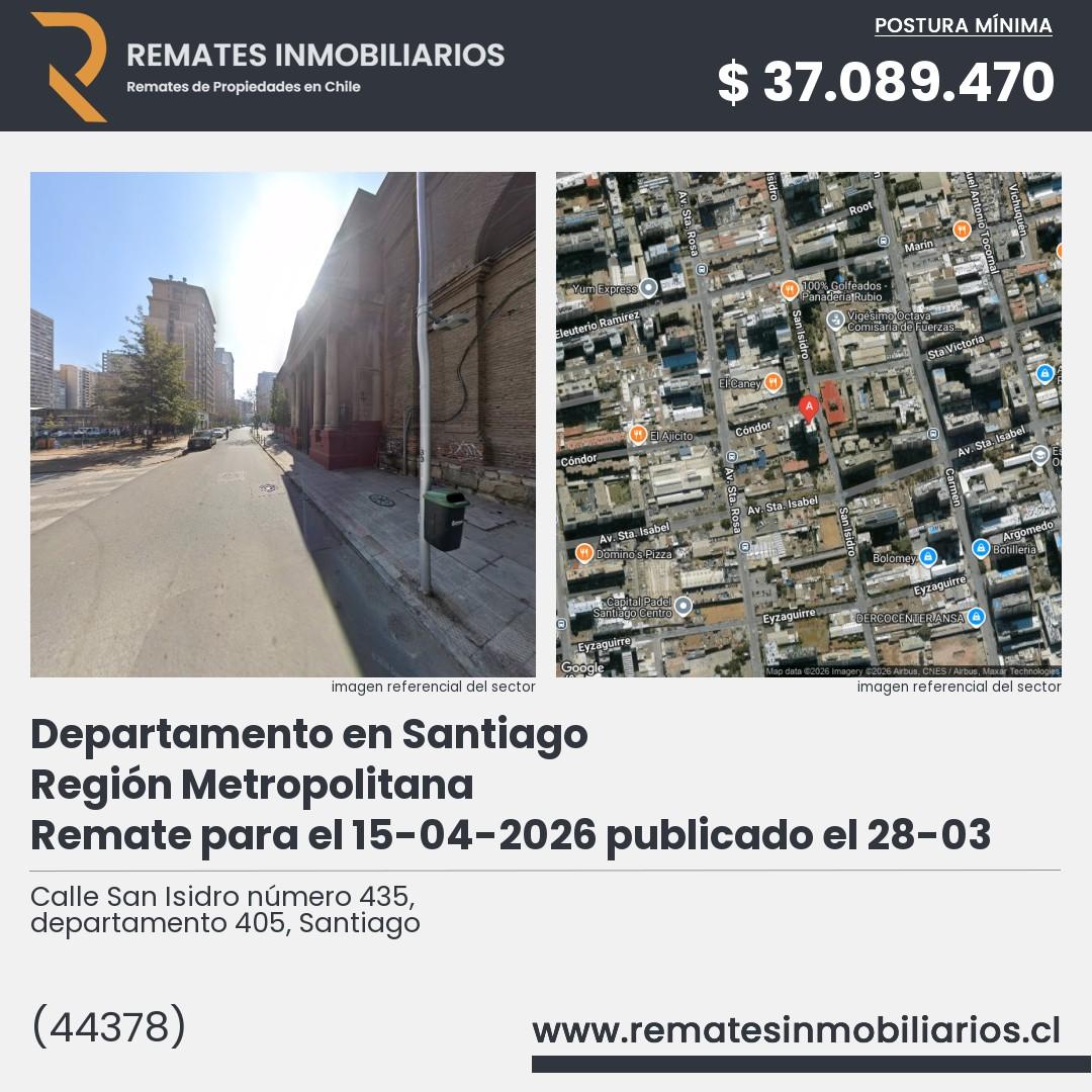 Imagen ficha Calle San Isidro número 435, departamento 405, Santiago
