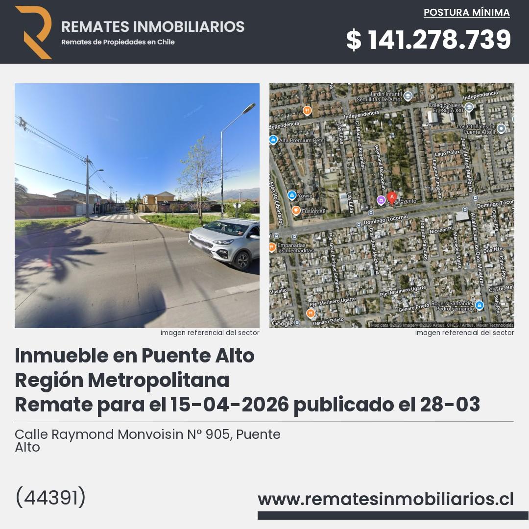 Imagen ficha Calle Raymond Monvoisin N° 905, Puente Alto
