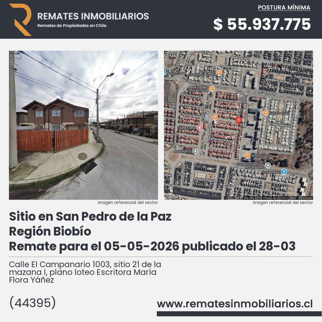 Imagen ficha Calle El Campanario 1003, sitio 21 de la mazana I, plano loteo Escritora María Flora Yáñez