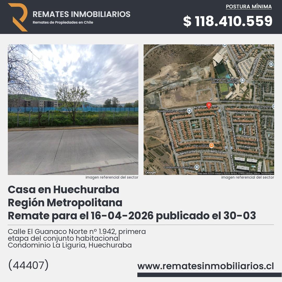 Imagen ficha Calle El Guanaco Norte nº 1.942, primera etapa del conjunto habitacional Condominio La Liguria, Huechuraba