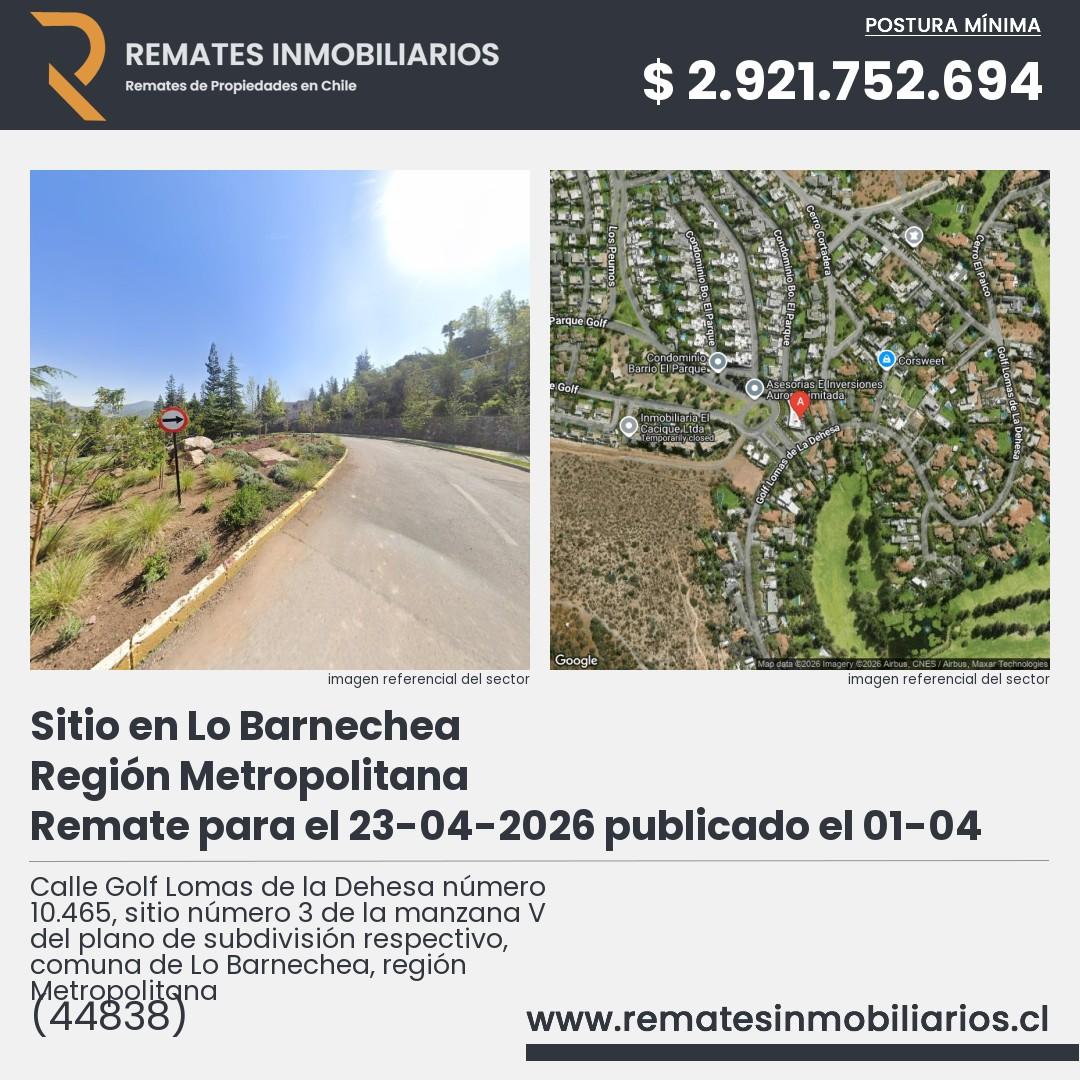Imagen ficha Calle Golf Lomas de la Dehesa número 10.465, sitio número 3 de la manzana V del plano de subdivisión respectivo, comuna de Lo Barnechea, región Metropolitana