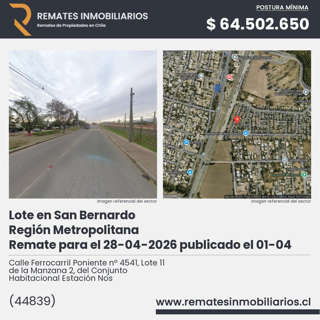 Imagen ficha Calle Ferrocarril Poniente nº 4541, Lote 11 de la Manzana 2, del Conjunto Habitacional Estación Nos