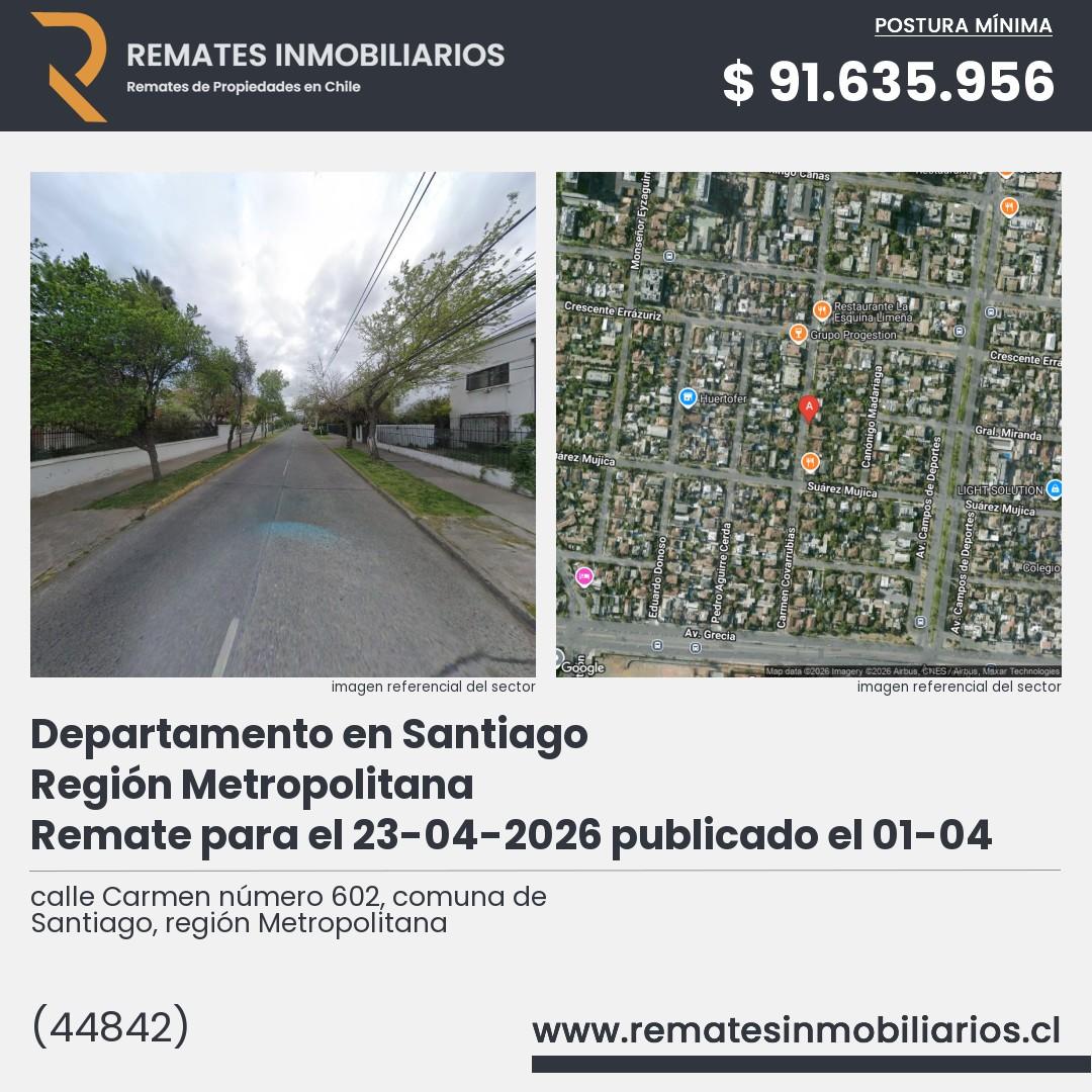 Imagen ficha calle Carmen número 602, comuna de Santiago, región Metropolitana