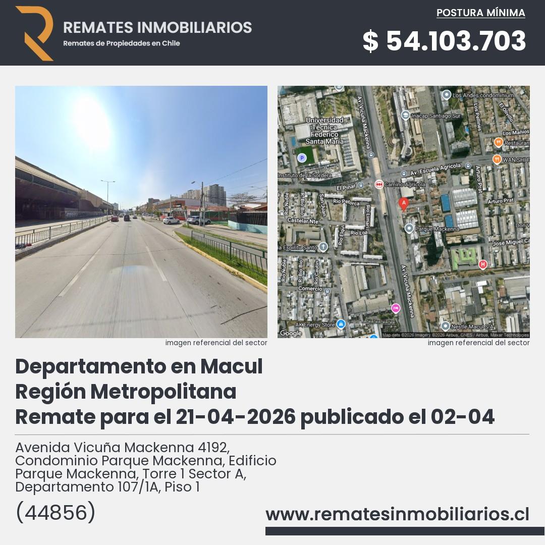 Imagen ficha Avenida Vicuña Mackenna 4192, Condominio Parque Mackenna, Edificio Parque Mackenna, Torre 1 Sector A, Departamento 107/1A, Piso 1