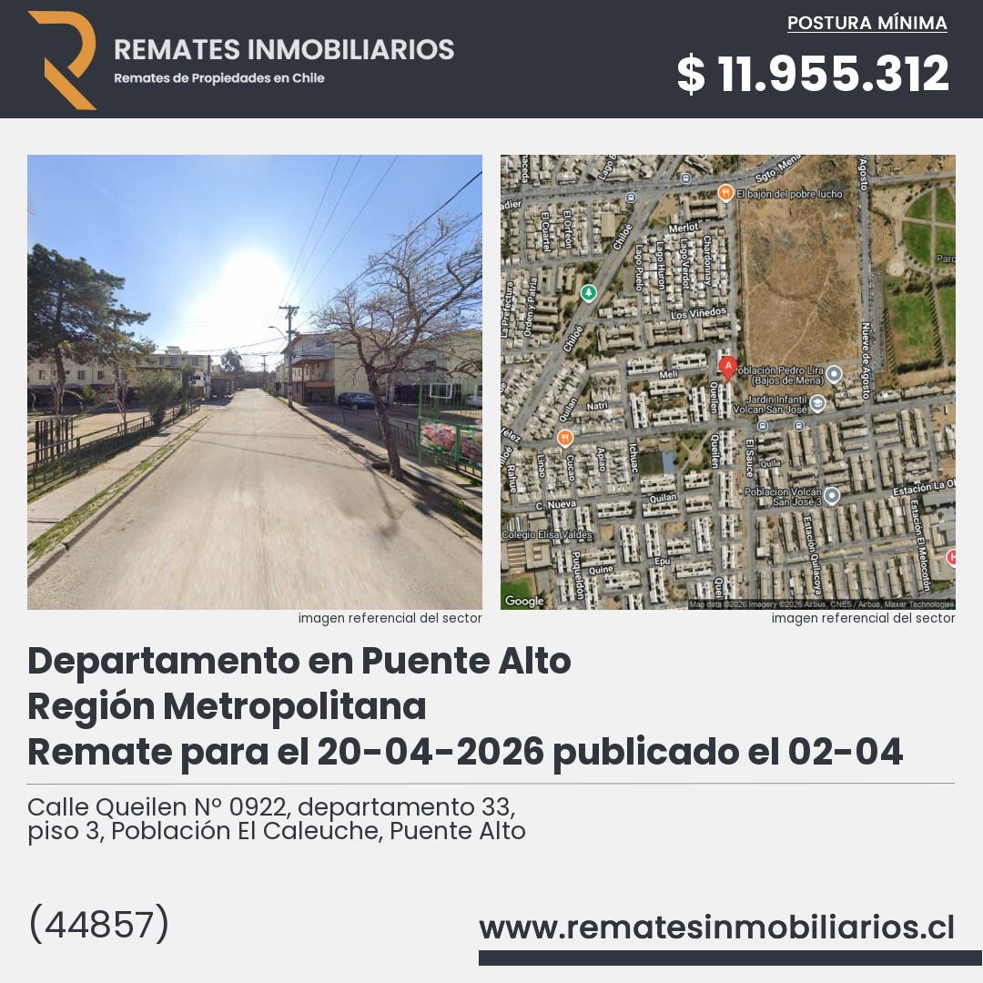 Imagen ficha Calle Queilen Nº 0922, departamento 33, piso 3, Población El Caleuche, Puente Alto