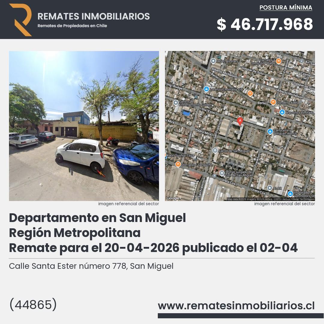 Imagen ficha Calle Santa Ester número 778, San Miguel