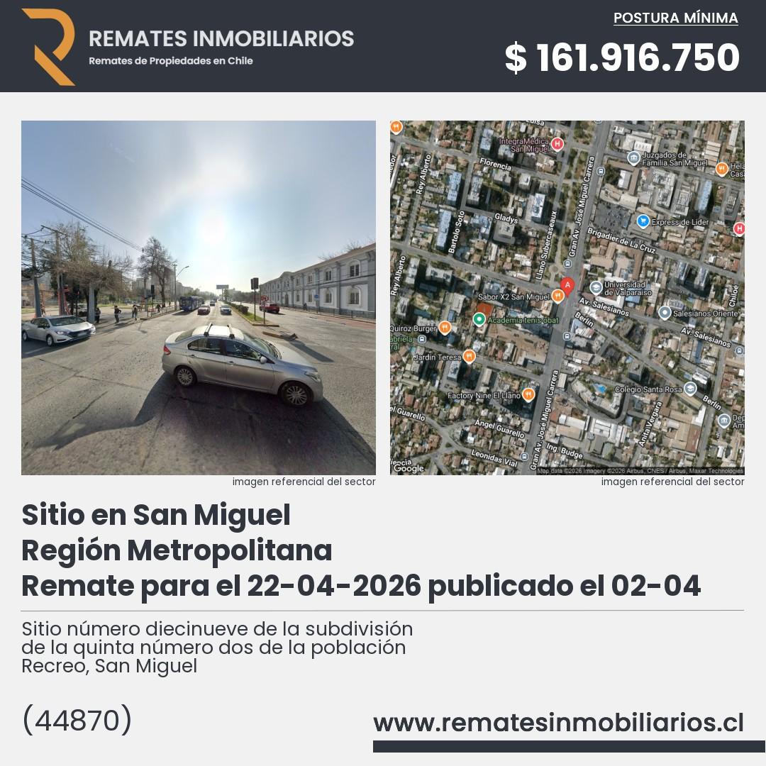 Imagen ficha Sitio número diecinueve de la subdivisión de la quinta número dos de la población Recreo, San Miguel