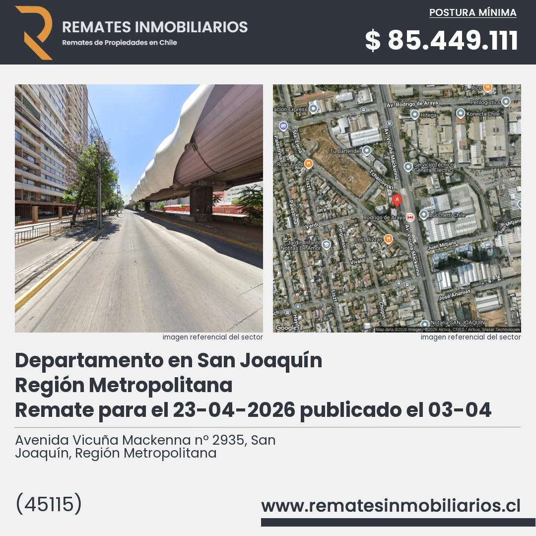 Imagen ficha Avenida Vicuña Mackenna nº 2935, San Joaquín, Región Metropolitana