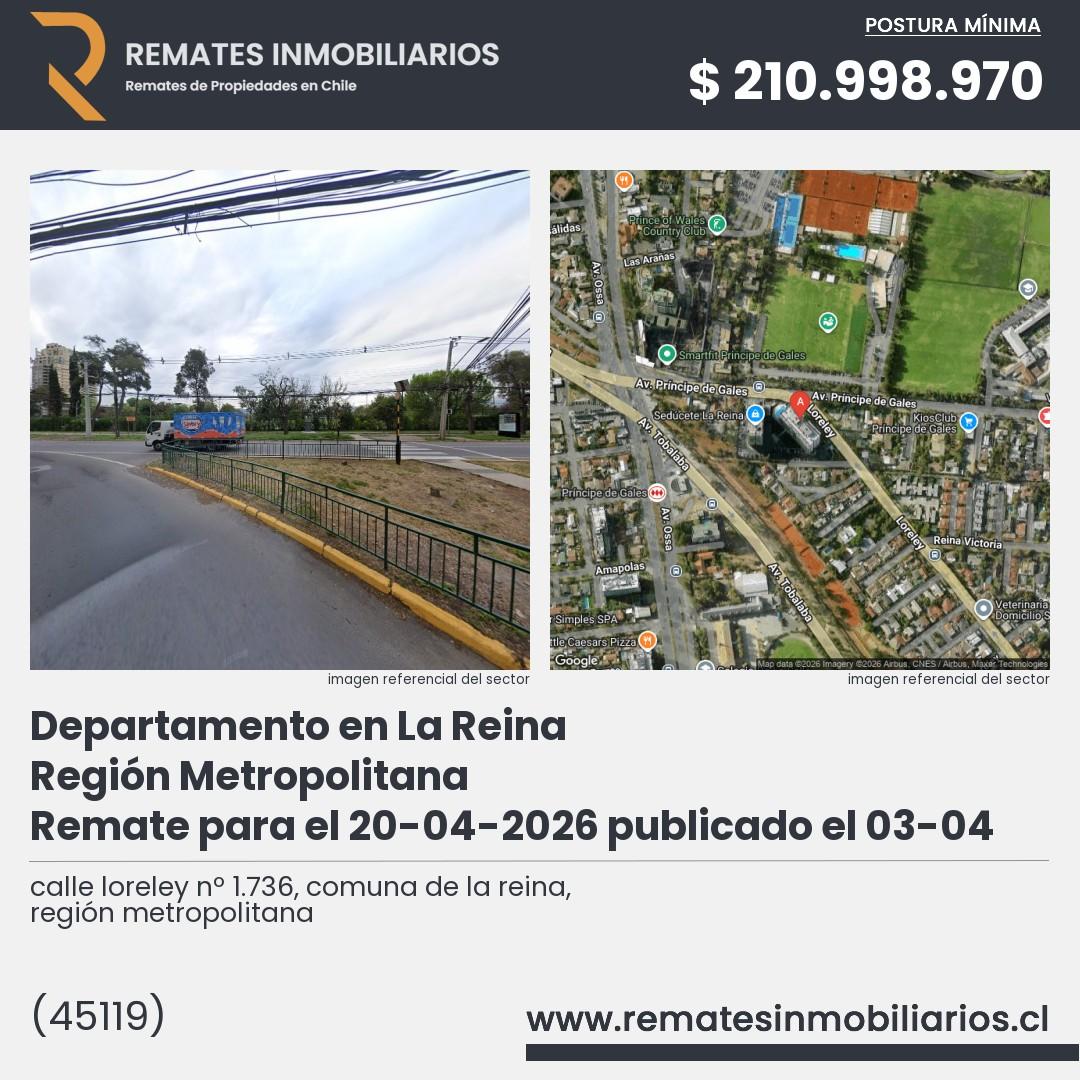 Imagen ficha calle loreley nº 1.736, comuna de la reina, región metropolitana