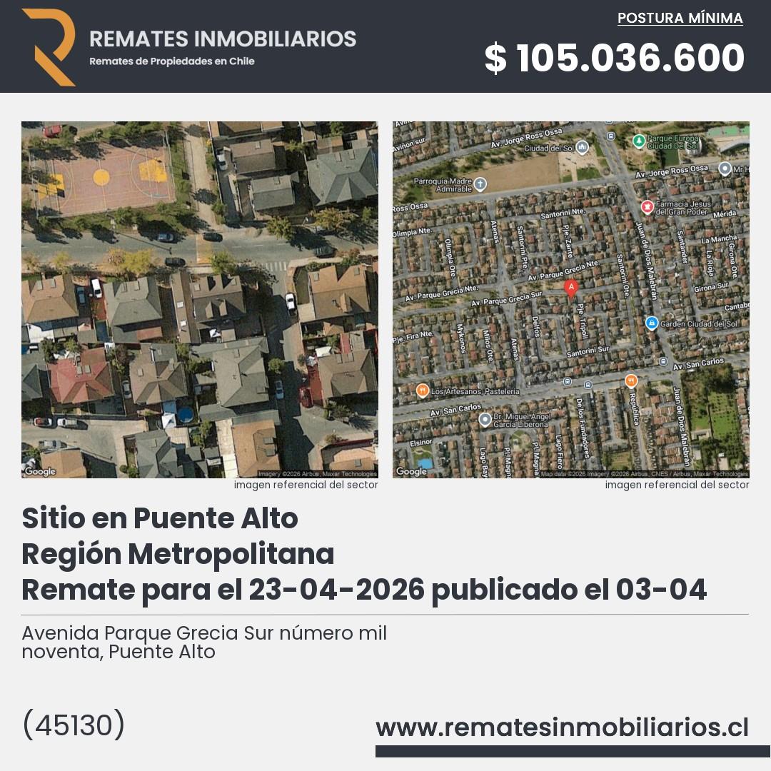 Imagen ficha Avenida Parque Grecia Sur número mil noventa, Puente Alto