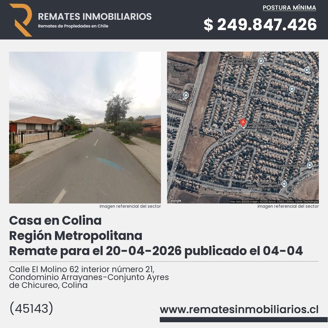 Imagen ficha Calle El Molino 62 interior número 21, Condominio Arrayanes-Conjunto Ayres de Chicureo, Colina