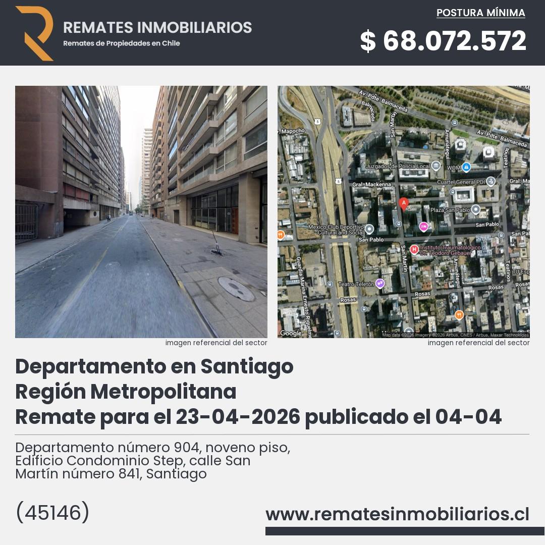 Imagen ficha Departamento número 904, noveno piso, Edificio Condominio Step, calle San Martín número 841, Santiago