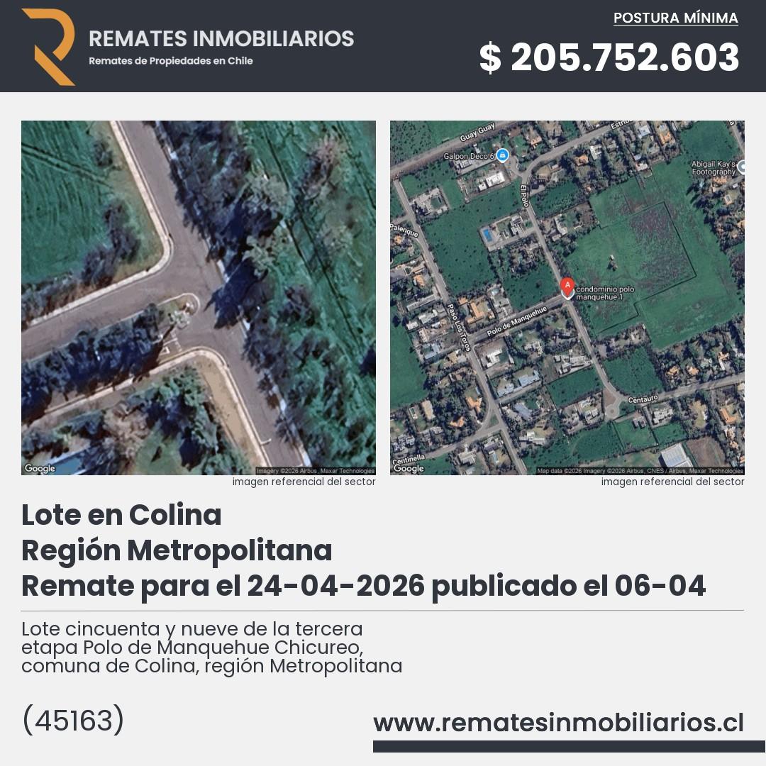 Imagen ficha Lote cincuenta y nueve de la tercera etapa Polo de Manquehue Chicureo, comuna de Colina, región Metropolitana