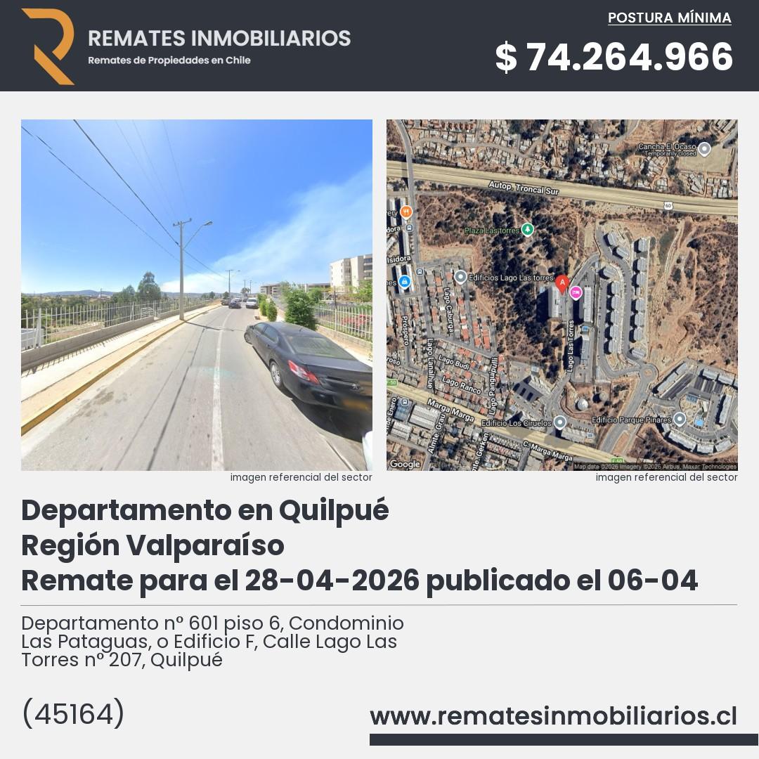 Imagen ficha Departamento n° 601 piso 6, Condominio Las Pataguas, o Edificio F, Calle Lago Las Torres n° 207, Quilpué