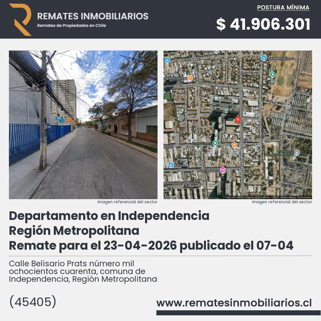 Imagen ficha Calle Belisario Prats número mil ochocientos cuarenta, comuna de Independencia, Región Metropolitana