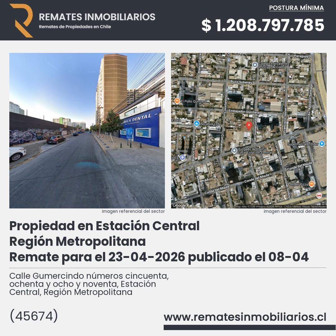 Imagen ficha Calle Gumercindo números cincuenta, ochenta y ocho y noventa, Estación Central, Región Metropolitana